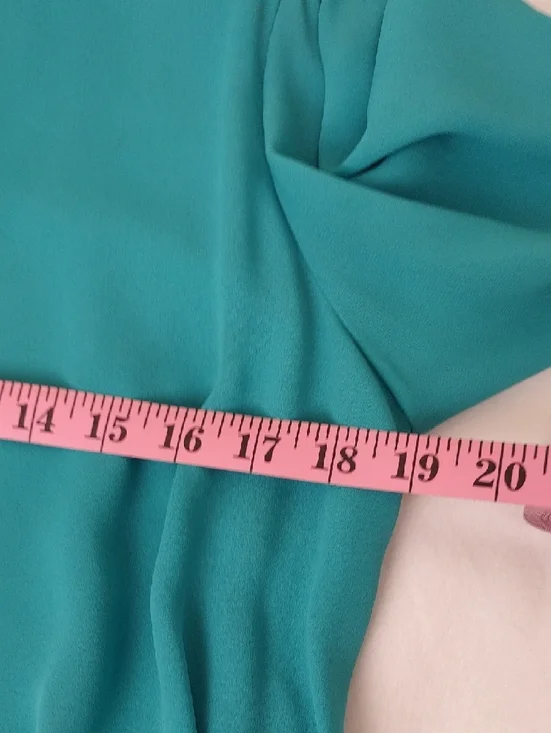 Regina Bianca Vintage 80s Teal Formal Gown Pearl Beaded Cuffs Size 14 - Picture 9 of 12